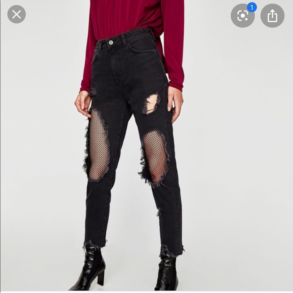 Zara Fishnet Boyfriend Jeans